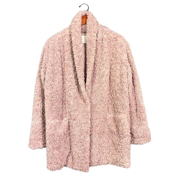 Aritzia WILFRED FREE Pink Teddy Coat Button Jacket Oversized Size Small - Picture 4 of 9